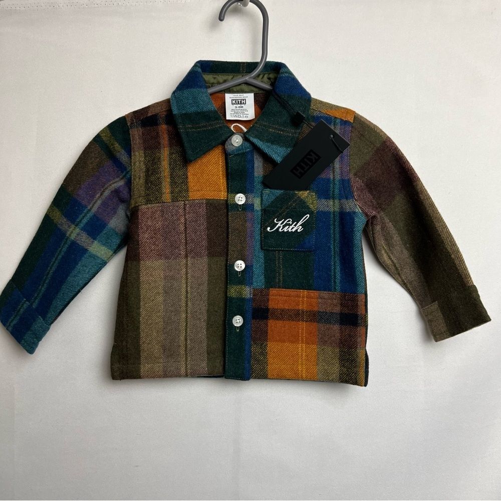 Kith Baby Blocked Ginza Monarch Plaid shirt Jacket wool blend Brand New
